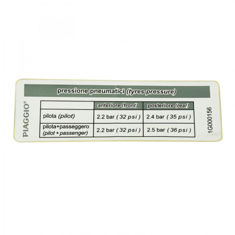 AUTOCOLLANT-STICKER-DECOR PRESSION PNEU ORIGNE PIAGGIO 50-125 LIBERTY 2017  -1G000156-