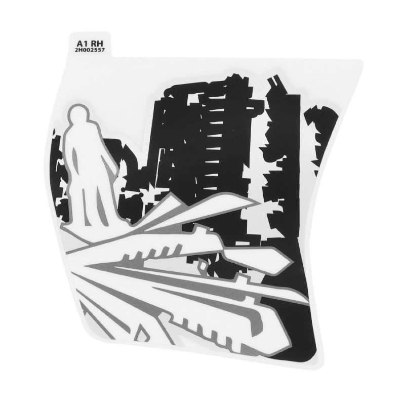 DECO-LOGO DE FACE AVANT DROIT INFERIEUR ORIGINE PIAGGIO 50 TYPHOON 2018  POUR VEHICULE NOIR 85-B  -2H00255700A1-