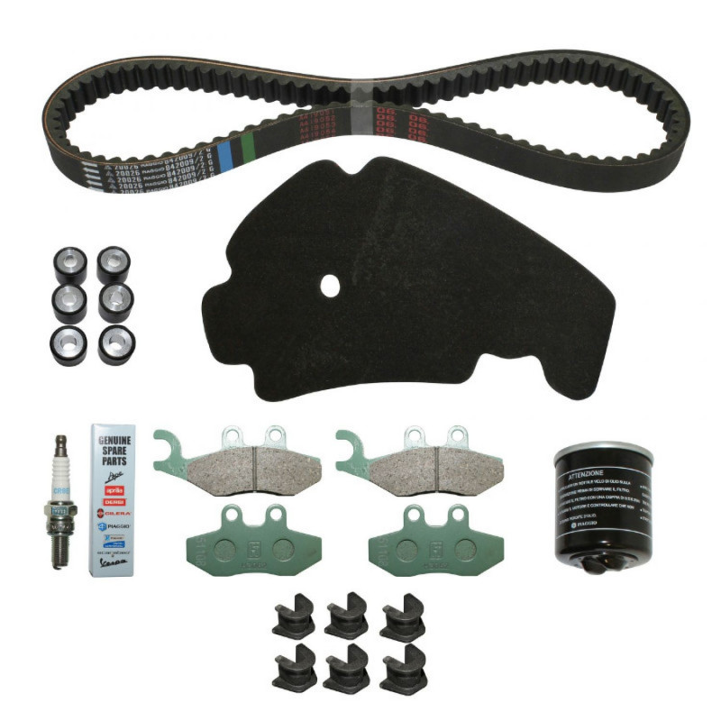 KIT ENTRETIEN MAXISCOOTER ORIGINE PIAGGIO BEVERLY 125 2005  (AVEC GUIDES VARIATEUR)  -1R000413-