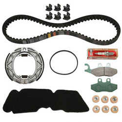KIT ENTRETIEN SCOOT ORIGINE PIAGGIO 50 FLY 2T 2005  (AVEC GUIDES VARIATEUR)  - 1R000386 -