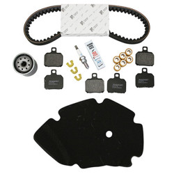 KIT ENTRETIEN MAXISCOOTER ORIGINE PIAGGIO 125 X9 1998 2005 (AVEC GUIDES VARIATEUR) (AVEC 3 JEU DE PLAQUETTES BREMBO 647076) 