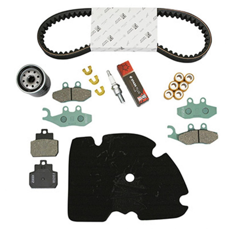 KIT ENTRETIEN MAXISCOOTER ORIGINE PIAGGIO 125 X-EVO 2007 2016 (AVEC GUIDES VARIATEURS) (PLAQUETTE AR HENGTONG 647400) 