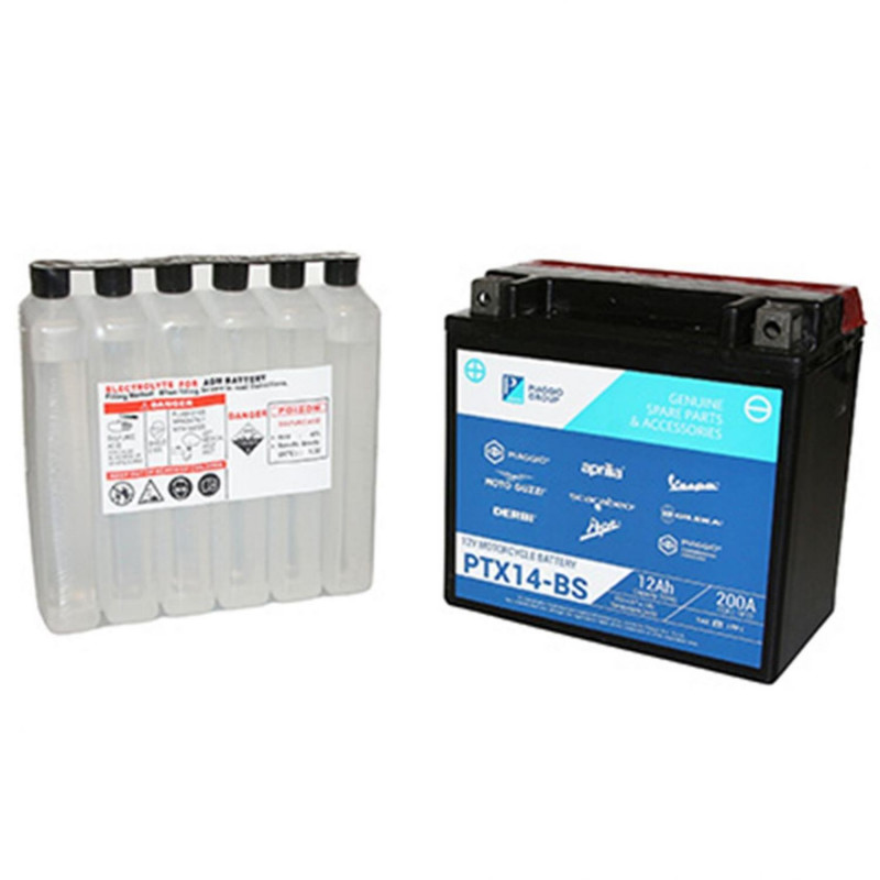 BATTERIE 12V 12 Ah PTX14-BS ORIGINE PIAGGIO 125-250-300-400-500 MP3, 250-400 X-EVO-GILERA 125-250-300 NEXUS, 800 GP-APRILIA